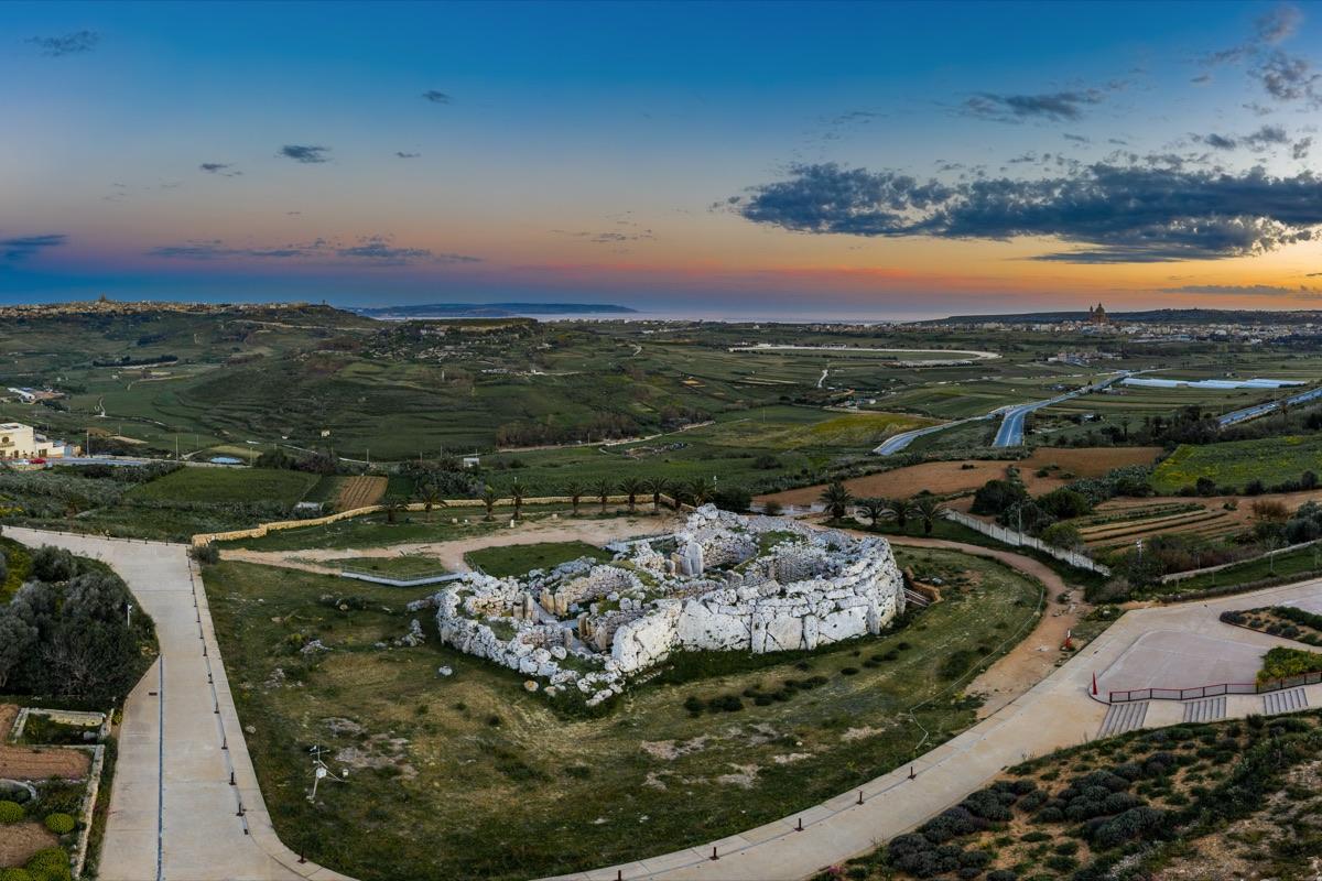 The megalithic stones of the Ġgantija temples in Xagħra